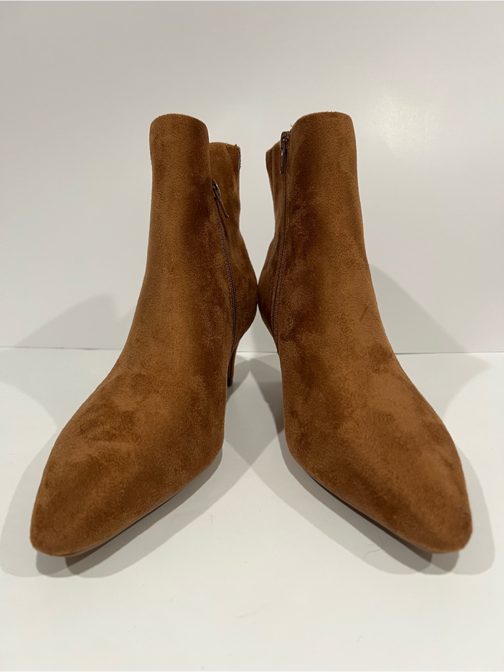 Universal Thread Cognac Suede Pointed-Toe Ankle Booties